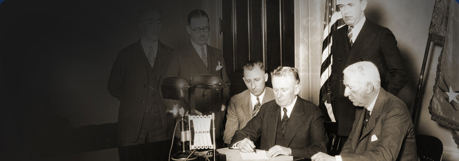 Governor Young signing a bill, 1927